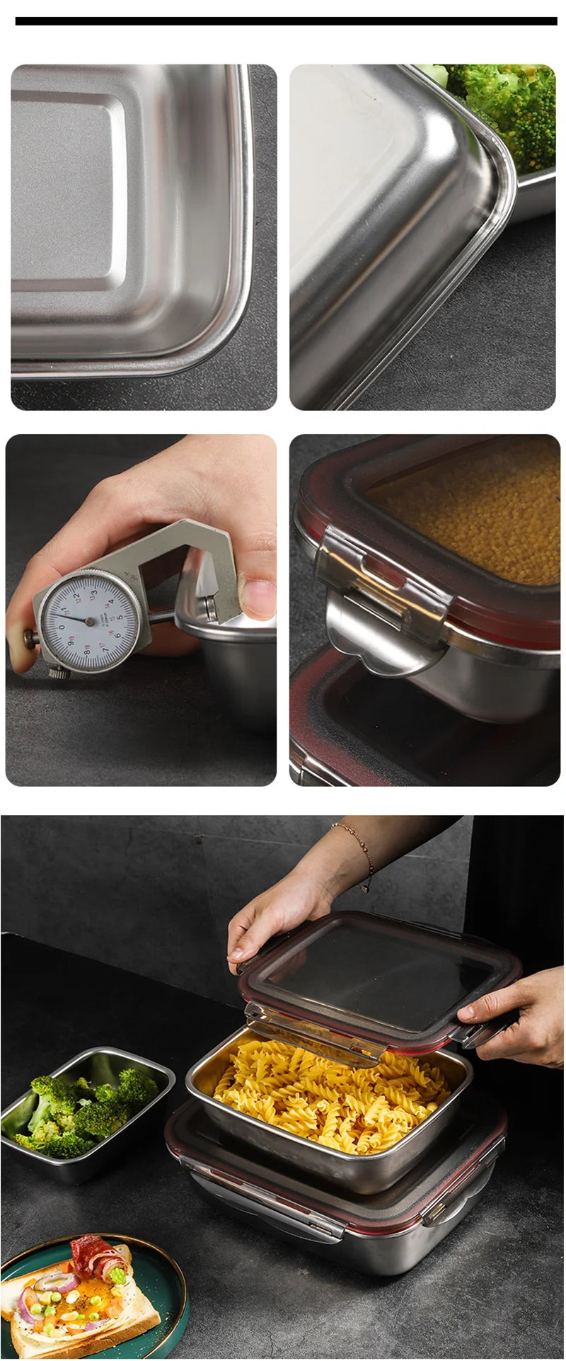 Boîte Bento en Acier Inoxydable - Hermétique et Compatible Micro-ondes