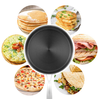 Poêle à Crêpes Antiadhésive en Inox - 26cm Compatible Induction