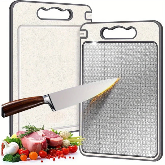 1pcs Stainless Steel Cutting Board Double Sided Chopping Board for Kitchen Scratch Resistant Anti-Slip Silicone Edges