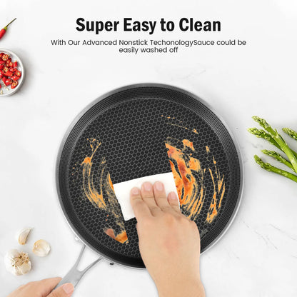Poêle à Crêpes Antiadhésive en Inox - 26cm Compatible Induction