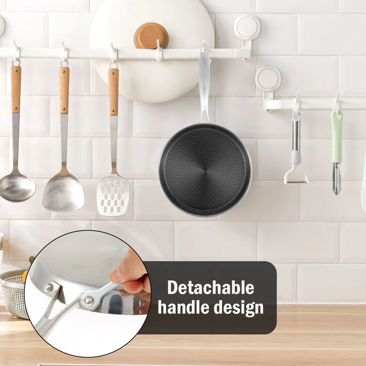 Poêle à Crêpes Antiadhésive en Inox - 26cm Compatible Induction