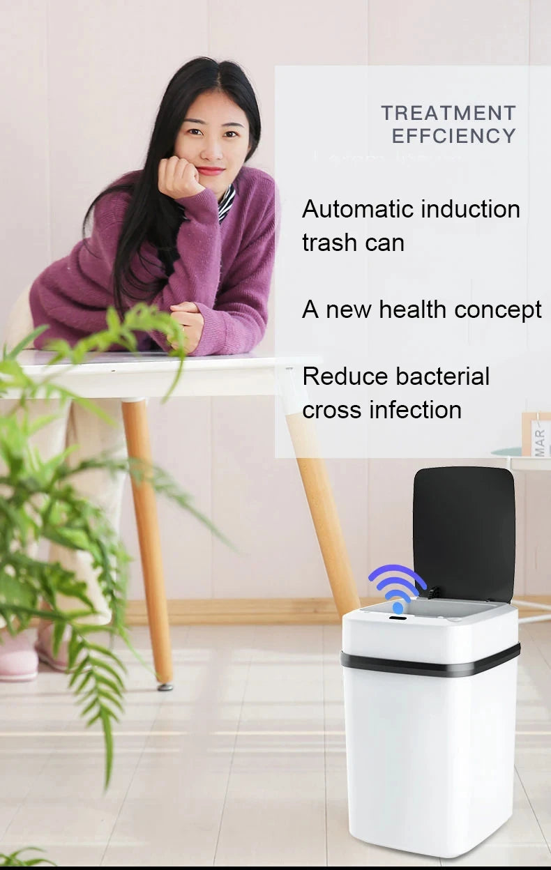 Poubelle automatique design compact gain de place cuisine salle de bain.