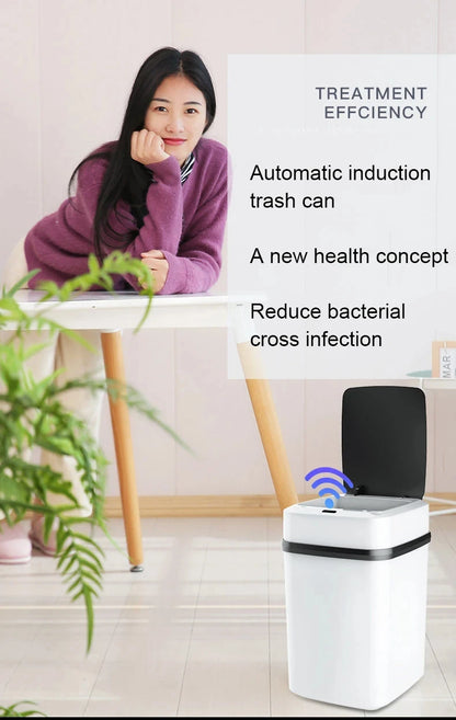 Poubelle automatique design compact gain de place cuisine salle de bain.
