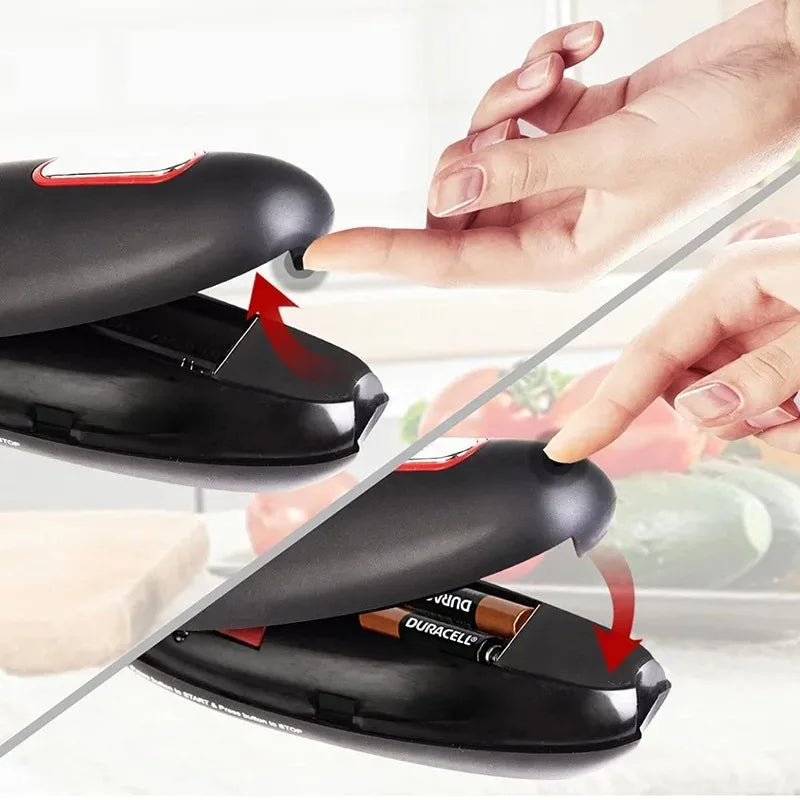 Ouvre-Boîte Électrique Automatique - Portable Une Touche Noir et Blanc