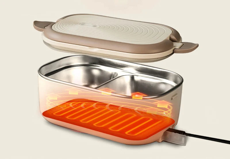 Boîte Repas Chauffante Électrique 220V - Lunch Box Inox 1L Bureau et École