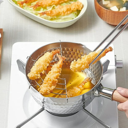 Casserole en Acier Inoxydable avec Couvercle - Manche en Bois et Bec Verseur