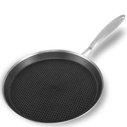 Poêle à Crêpes Antiadhésive en Inox - 26cm Compatible Induction