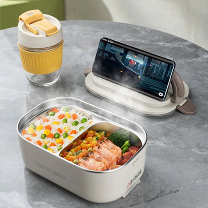 Boîte Repas Chauffante Électrique 220V - Lunch Box Inox 1L Bureau et École