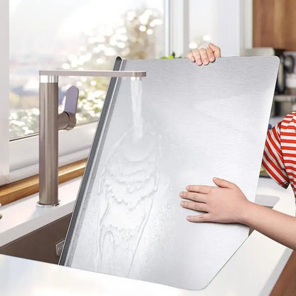 Planche à Découper en Acier Inoxydable avec Rebord - Protection Plan de Travail