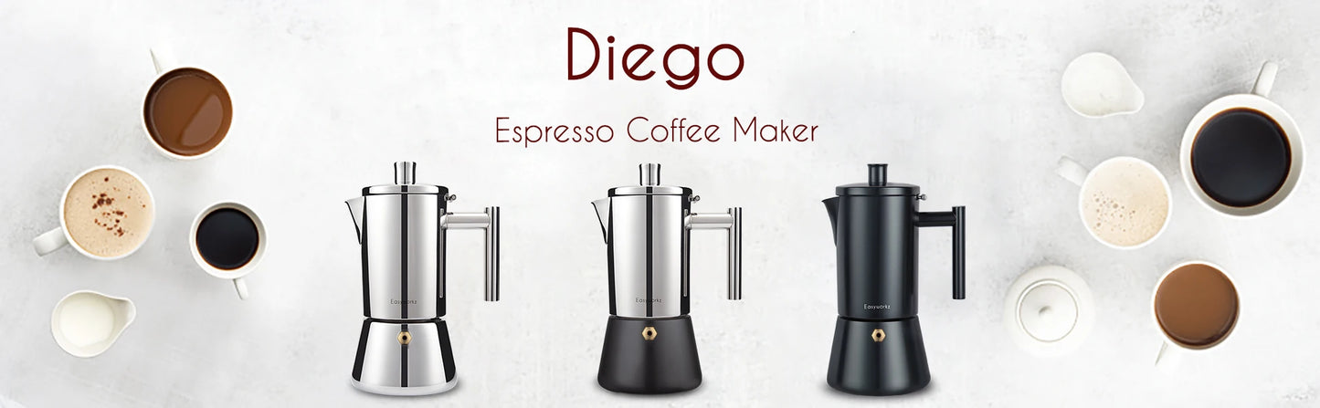 Cafetière Moka Italienne en Inox - Compatible Induction 200ml à 500ml