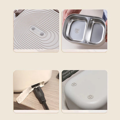 Boîte Repas Chauffante Électrique 220V - Lunch Box Inox 1L Bureau et École