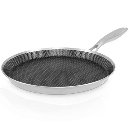 Poêle à Crêpes Antiadhésive en Inox - 26cm Compatible Induction