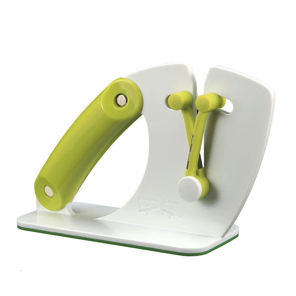Aiguiseur couteaux design élégant blanc moderne pour cuisine contemporaine.