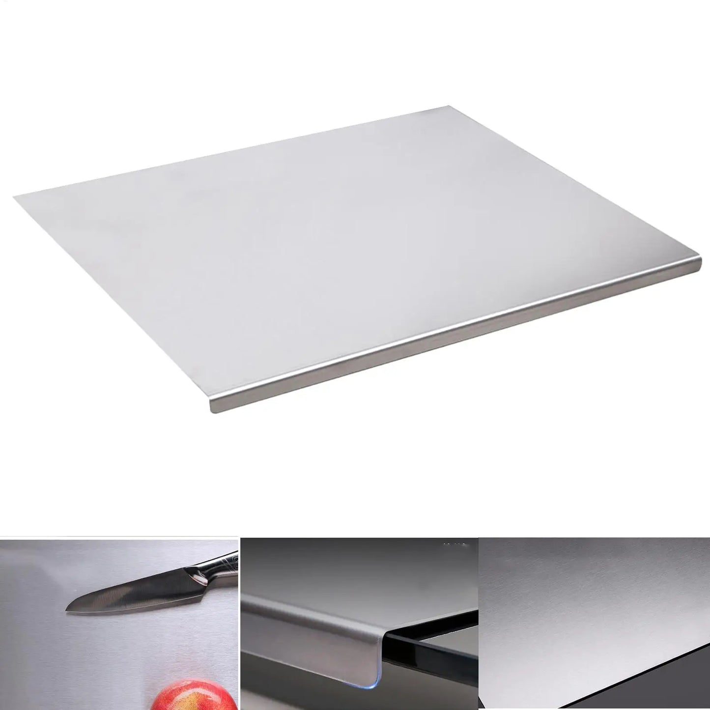 Planche à Découper en Acier Inoxydable avec Rebord - Protection Plan de Travail