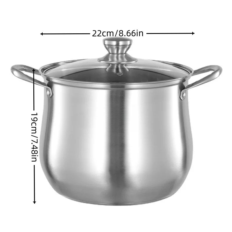 Grande Marmite en Acier Inoxydable - Idéale Soupes et Mijotés - Facile à Nettoyer