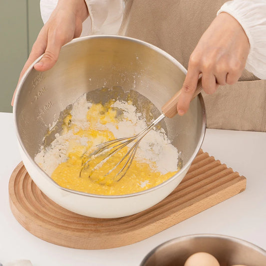 1.5L/2.5L/4.5L 304 Stainless Steel Mixing Bowls Non Slip Whisking Basins Kitchen Tableware for Cooking Pastries Salad Cooking