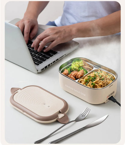 Boîte Repas Chauffante Électrique 220V - Lunch Box Inox 1L Bureau et École