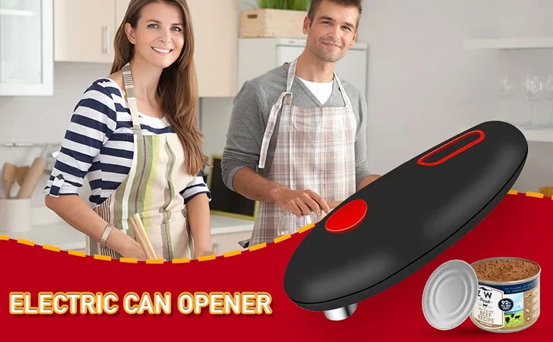 Ouvre-Boîte Électrique Automatique - Portable Une Touche Noir et Blanc