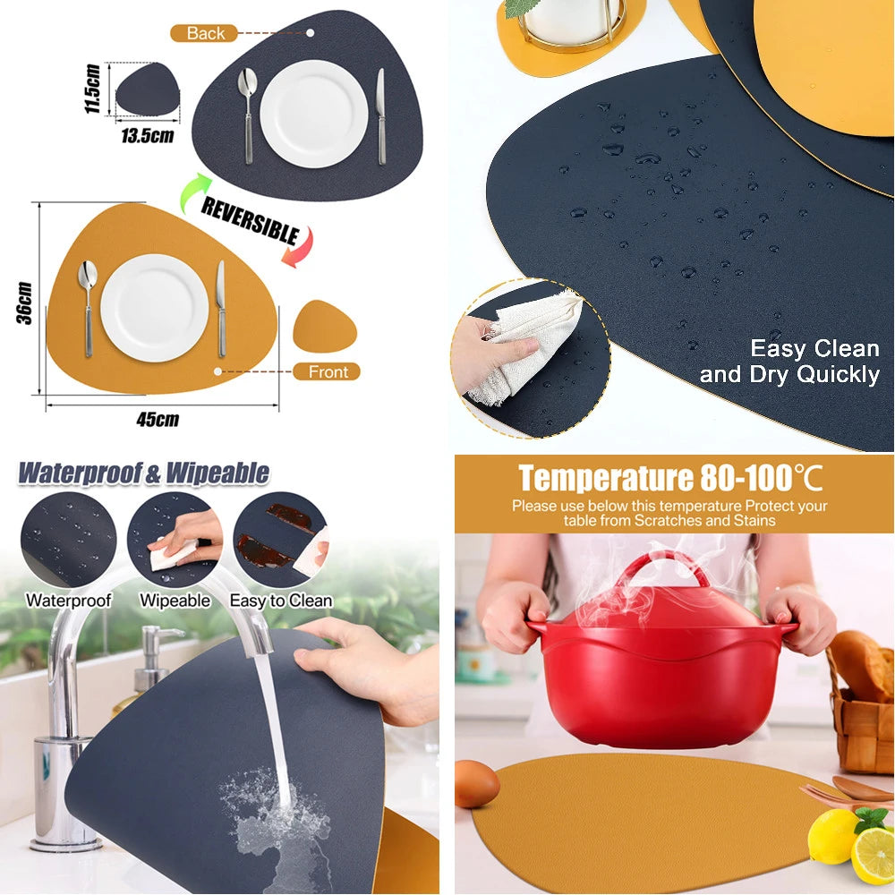 Ensemble de Table en Cuir PU - Impérméable Double Face pour Cuisine et Restaurant