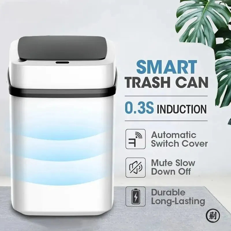 Poubelle salle de bain tactile 13L ouverture automatique sans contact.