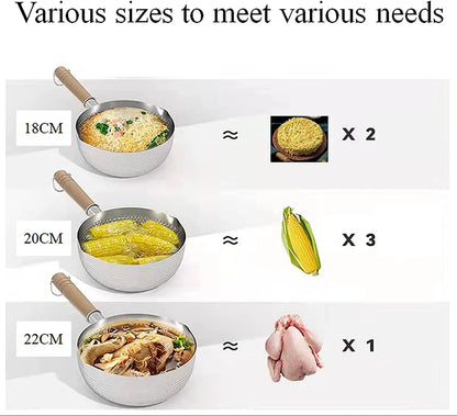 Casserole en Acier Inoxydable avec Couvercle - Manche en Bois et Bec Verseur