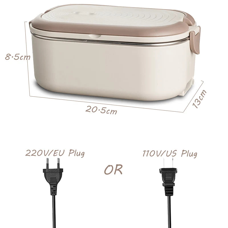 Boîte Repas Chauffante Électrique 220V - Lunch Box Inox 1L Bureau et École
