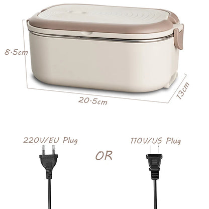 Boîte Repas Chauffante Électrique 220V - Lunch Box Inox 1L Bureau et École