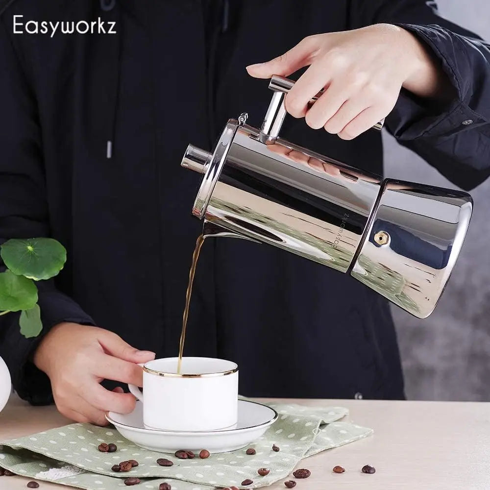 Cafetière Moka Italienne en Inox - Compatible Induction 200ml à 500ml