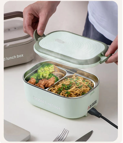 Boîte Repas Chauffante Électrique 220V - Lunch Box Inox 1L Bureau et École