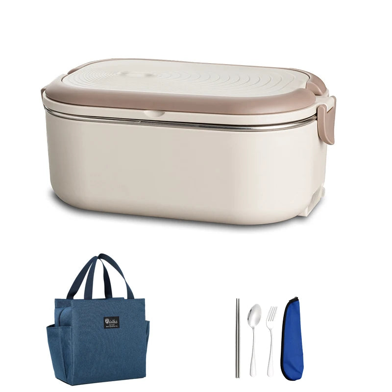 Boîte Repas Chauffante Électrique 220V - Lunch Box Inox 1L Bureau et École